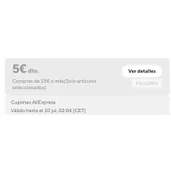 Descuento de 5€ en pedidos de 15€ en Miravia AliExpress
