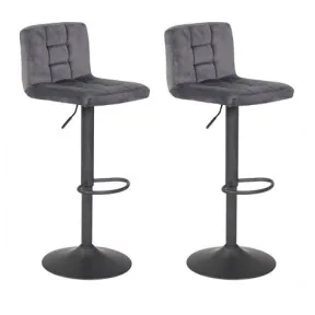 Taburetes ajustables VELVET gris - Pack de 2 unidades