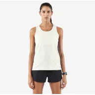 Camiseta sin mangas Kiprun Run 100 mujer, blanca y transpirable