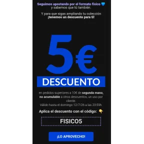 Descuento de 5€ en videojuegos físicos de segunda mano