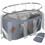 Cesta Plegable de Ropa Sucia Impermeable Gris - 98.8L