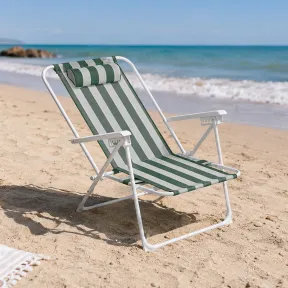 Silla reclinable de playa 5 posiciones con cojín (Colores)