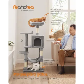 Torre de Gatos Feandrea con Hamaca y Rascadores, 112 cm