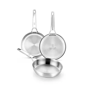 Set de 2 Sartenes Profesionales 24-26 cm, Acero Inox 1810