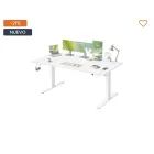 Escritorio ajustable blanco mate 180x80 cm con USB-C 20W