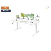 Escritorio ajustable blanco mate 180x80 cm con USB-C 20W