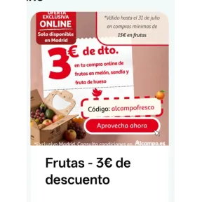 Descuento de 3€ al comprar 15€ en fruta + Figura gratis