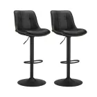 Taburetes de Bar Giratorios Negro de Acero y PU - Juego de 2