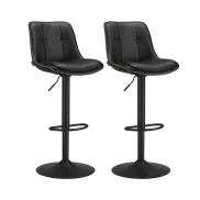 Taburetes de Bar Giratorios Negro de Acero y PU - Juego de 2