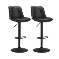 Taburetes de Bar Giratorios Negro de Acero y PU - Juego de 2