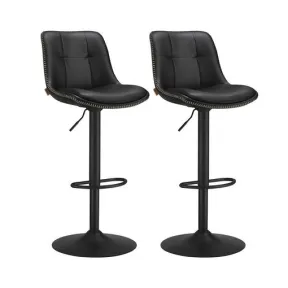 Taburetes de Bar Giratorios Negro de Acero y PU - Juego de 2