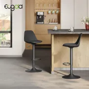 Taburete de Bar Giratorio Ajustable con Respaldo y Reposapies