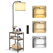 Lámpara LED de Pie con Mesa Auxiliar y Estante USB