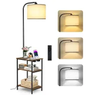 Lámpara LED de Pie con Mesa Auxiliar y Estante USB