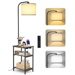 Lámpara LED de Pie con Mesa Auxiliar y Estante USB