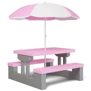 Mesa Infantil con Bancos y Sombrilla UV para 4 Niños