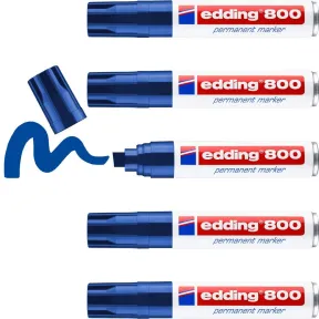 Marcadores permanentes Edding 800 azul - punta biselada 5 ud.