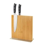 Soporte Natural de Bambú y Acero Inoxidable para Cuchillos