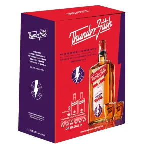 Pack 2 Botellas de Whisky con Canela y 6 Vasos de Regalo