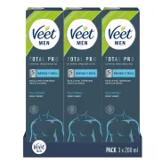 Crema Depilatoria Veet Men para Pieles Sensibles - 3 x 200ml