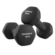 Mancuernas hexagonales de neopreno, 6 kg (2 unidades)