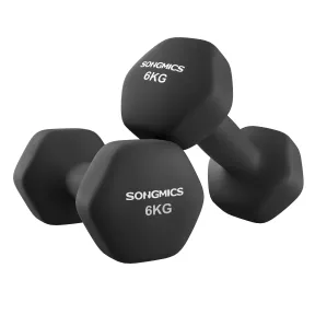 Mancuernas hexagonales de neopreno, 6 kg (2 unidades)