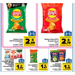 Carrefour: Lays Patatas Fritas 2x1 + 50% regalo, solo mañana
