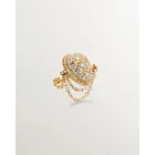Pendiente Maharajá de oro 9K con diamantes y cadenas Blanco