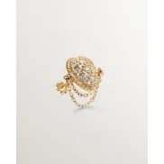 Pendiente Maharajá de oro 9K con diamantes y cadenas Blanco