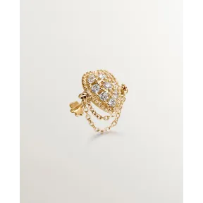 Pendiente Maharajá de oro 9K con diamantes y cadenas Blanco