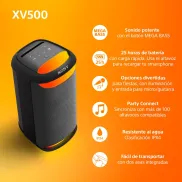 Altavoz Sony SRS-XV500: Bluetooth, Mega Bass y 25h batería