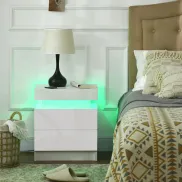 Mesilla de Noche LED 3 Colores con Cajones y Control APP