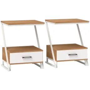 Mesitas Auxiliares Z con Cajón para Salón y Dormitorio