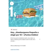 Hamburguesa a elegir por solo 1€ (tamaño pequeño)