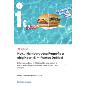 Hamburguesa a elegir por solo 1€ (tamaño pequeño)