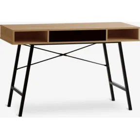 Escritorio de roble natural y negro ABBETVED 48x120