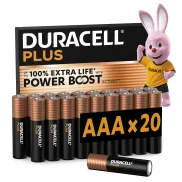 20 Pilas AAA Duracell Plus Alcalinas 1,5 V MN2400