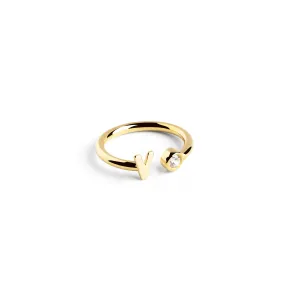 Anillo de Oro Personalizado Letter Diamond - SINGULARU