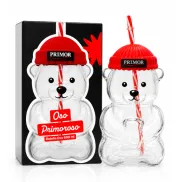 Oso Primoroso - Jarra de vidrio 600 ml con tapa y pajita