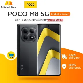 Smartphone POCO M8 5G, 12+512 GB en negro y azul claro