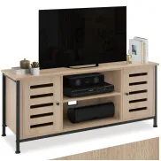 Mueble TV con Armarios y Estante en Madera Industrial Clara