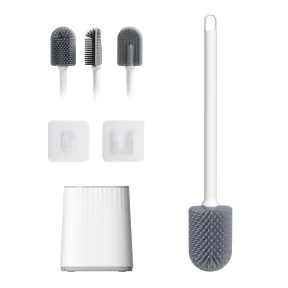 Escobilla de Baño Antibacteriana de Silicona con Soporte