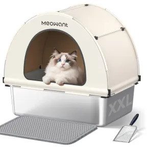 MeoWant XXL Arenero de Acero Inoxidable para Gatos