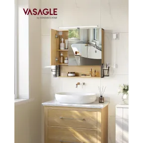 Armario de Baño LED con Espejo y Soporte para Secador