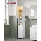 Armario Alto de Baño Delgado con Iluminación y Estantes Ajustables