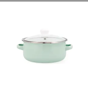 Cacerola Verde Esmaltada 20CM, Apta Inducción y Lavavajillas