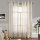 Cortinas Modernas Translucidas Rayas Beige y Blanco 2 Piezas