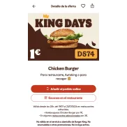 Burger King: Chicken Burger por solo 1€