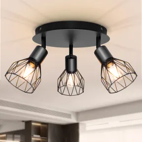 Lámpara Industrial Retro de Techo con 3 Focos LED Ajustables