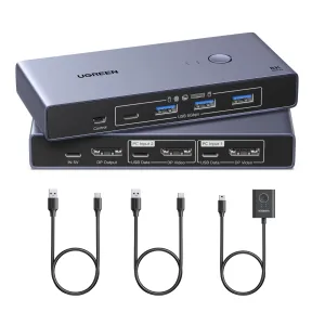KVM DisplayPort UGREEN 8K 60Hz, 2 Entradas y 1 Salida